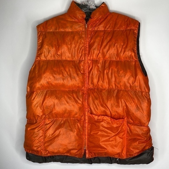 Vintage Cloud 9 Down Puffer Puffy Orange Brown Reversible Vest Size Large 70s - Picture 3 of 7